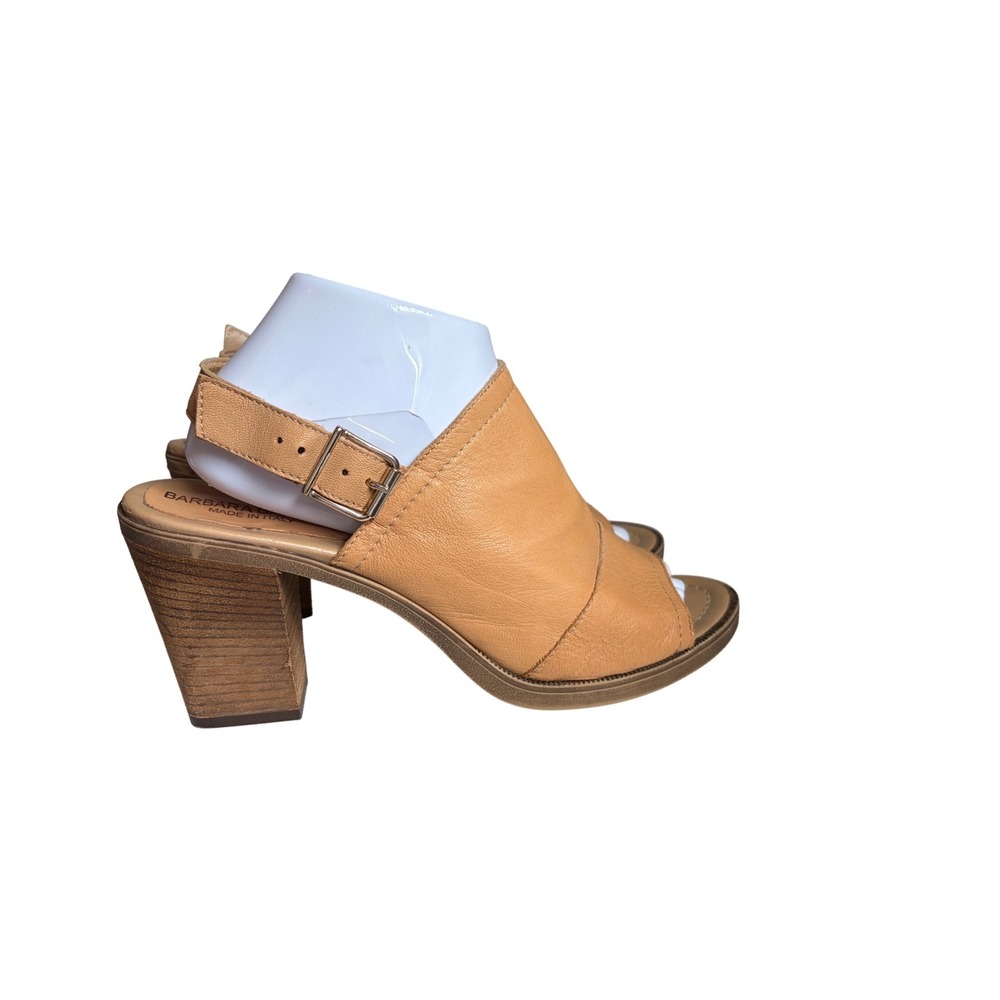 Barbara Barbieri Tan Leather Slingback Block Heel Sandals Made in Italy Size 10